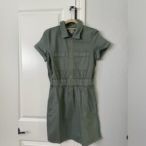 J. Crew zip front chino dress. Size 4. Slate green.